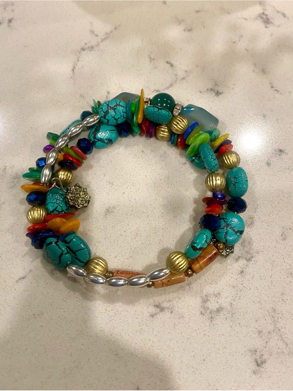 Chico’s Turquoise & Multi-Color Beaded Stretch chocker or bracelet